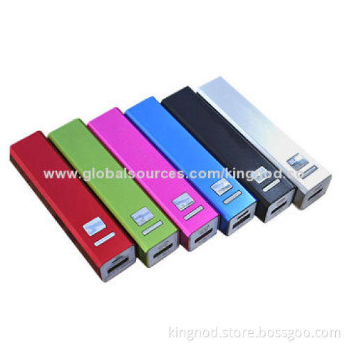Power Banks with 2,200mAh Capability, LED Flashlight, 5V/1A Output, Lithium Battery, Aluminum Cover